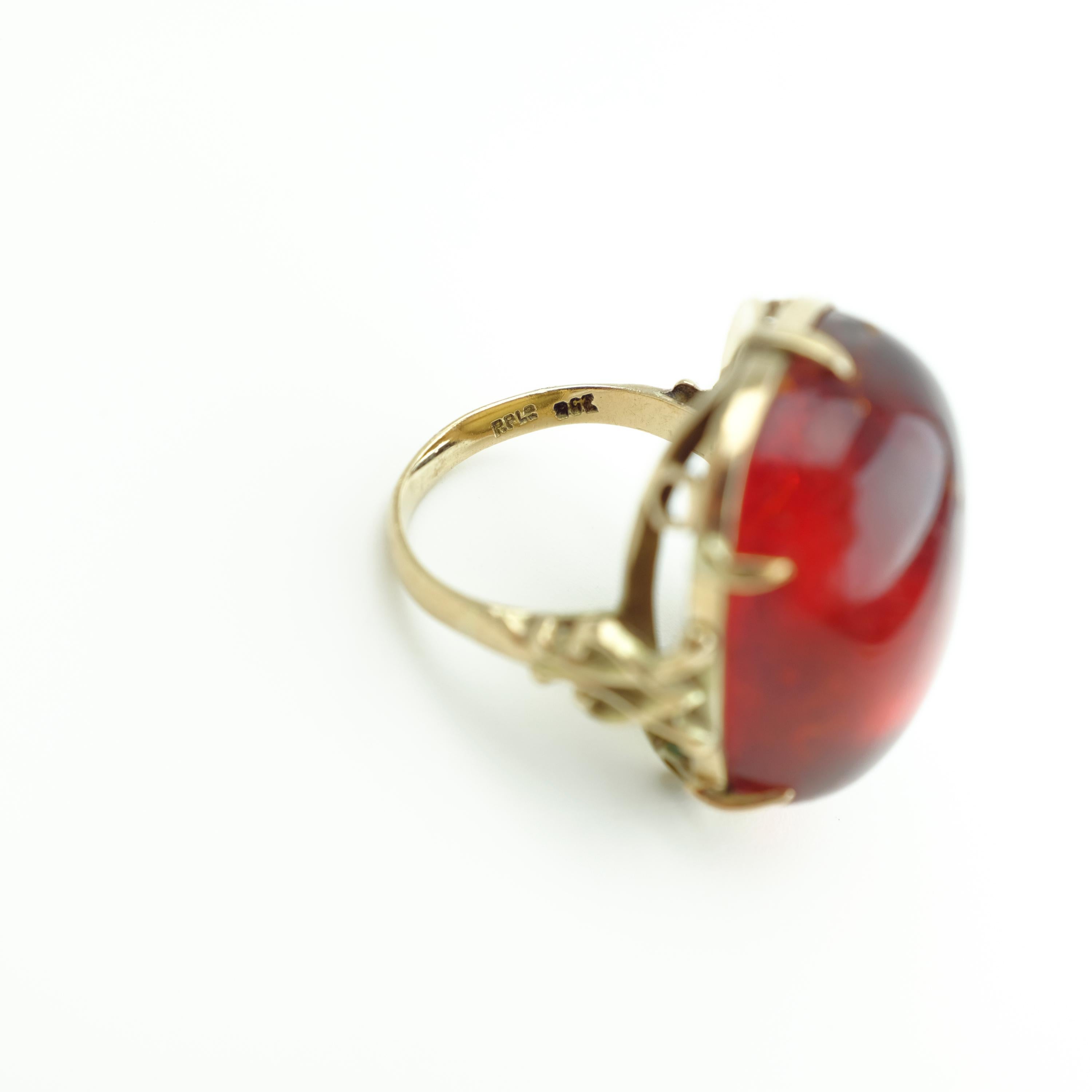 Cherry Amber Ring from Arts & Crafts Era 1