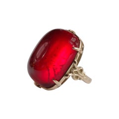 Bague en ambre et cerise de l'époque Arts & Crafts