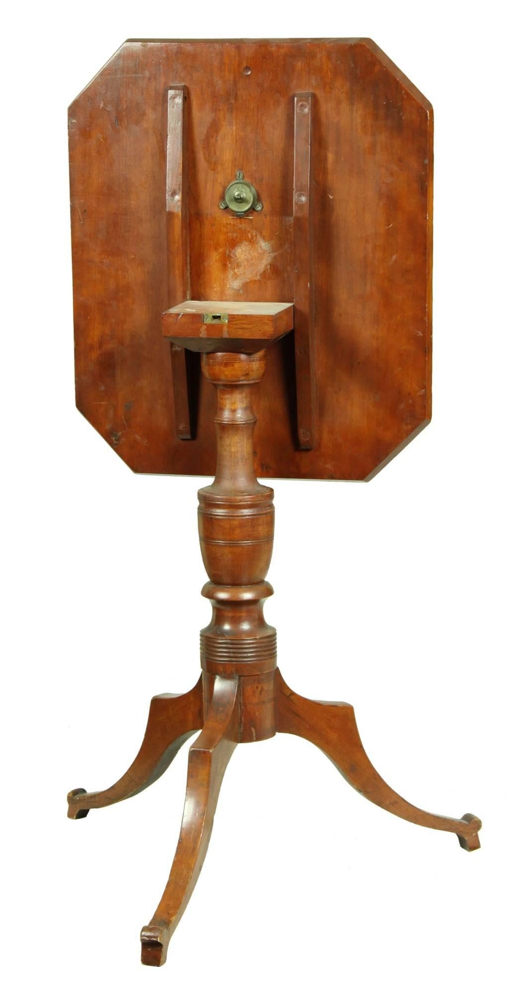 Federal Cherry and Birch Connecticut Candlestand, circa 1820 For Sale