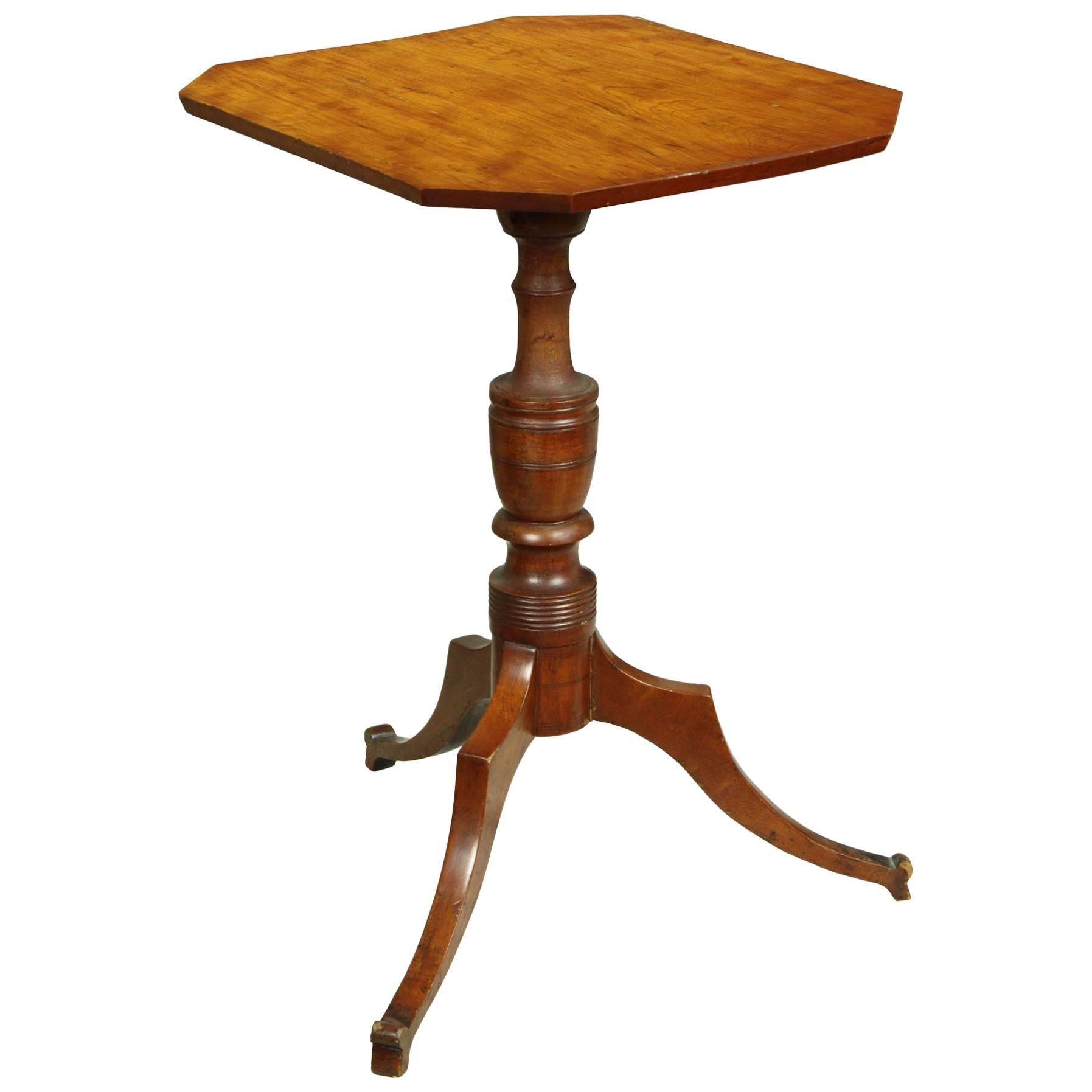 Cherry and Birch Connecticut Candlestand, circa 1820 For Sale