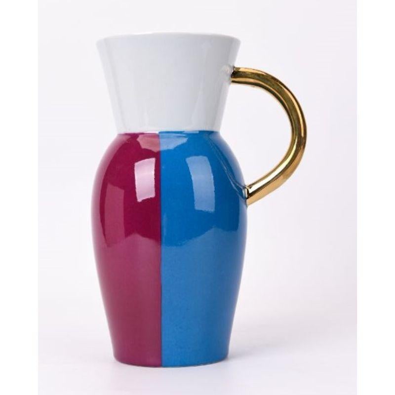 Modern Cherry and Blue Porcelain Vase by Wl Ceramics For Sale