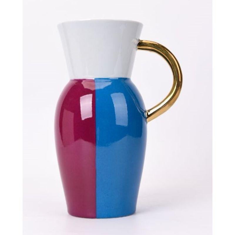 Moderno Vaso in porcellana blu e ciliegia di Wl Ceramics in vendita