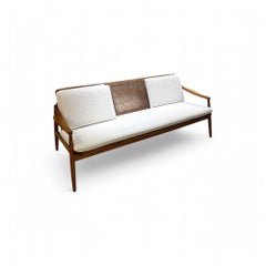 Canapé en cerisier et rotin de Hartmut Lohmeyer, 1957