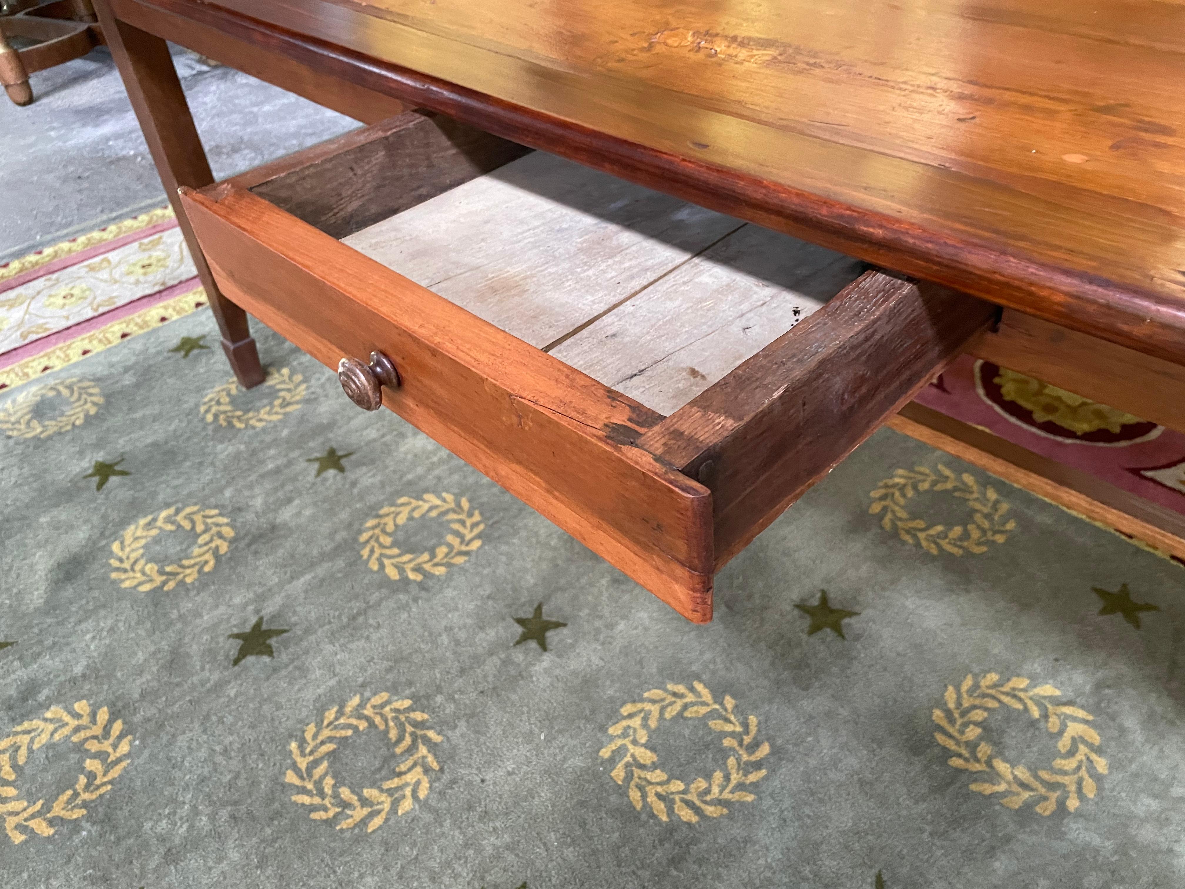 French Cherry and Elm Farm Table For Sale