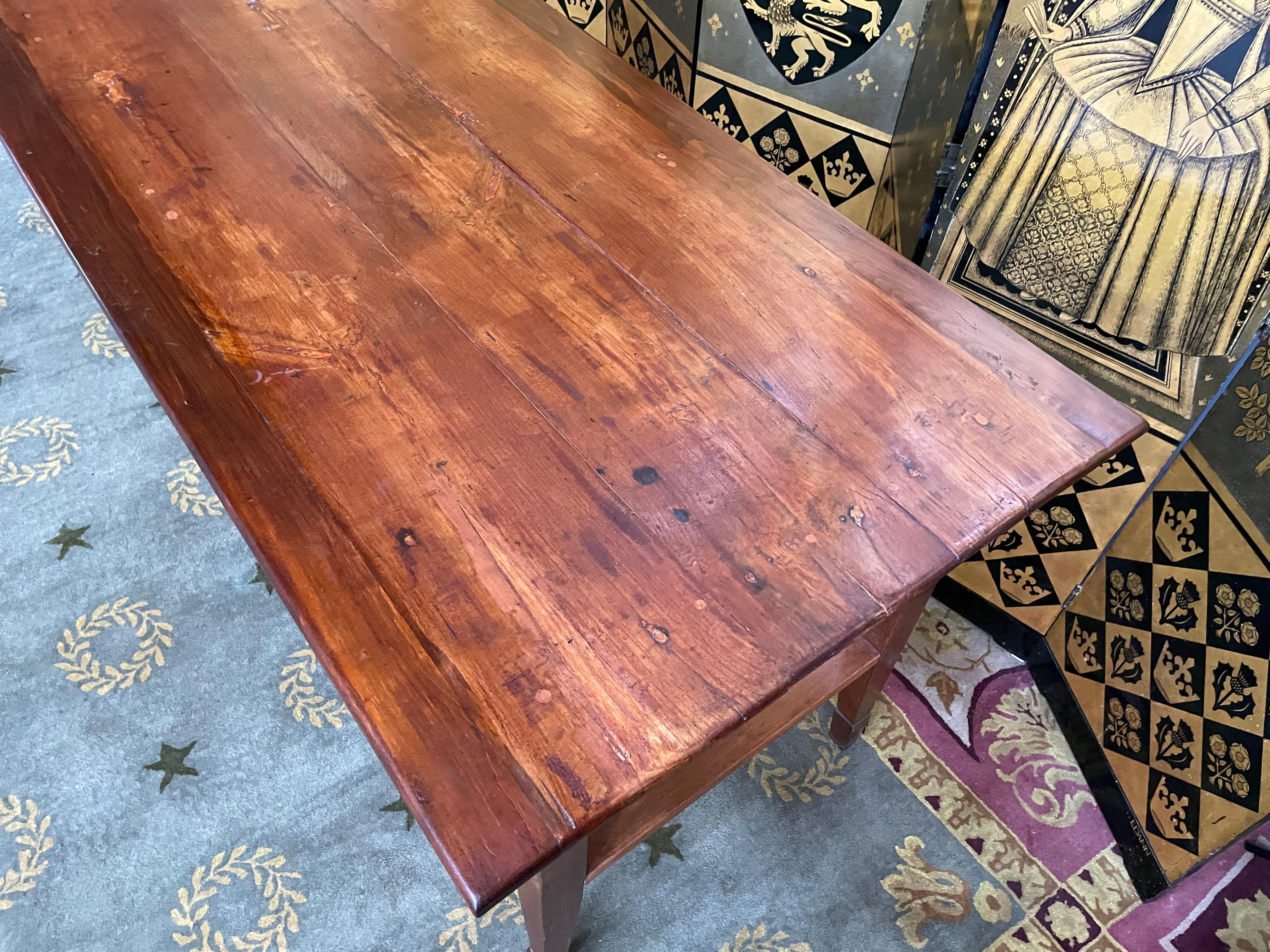 Wood Cherry and Elm Farm Table For Sale