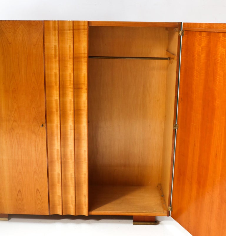Cherry Art Deco Armoire or Wardrobe by De Coene Frères, 1930s For Sale