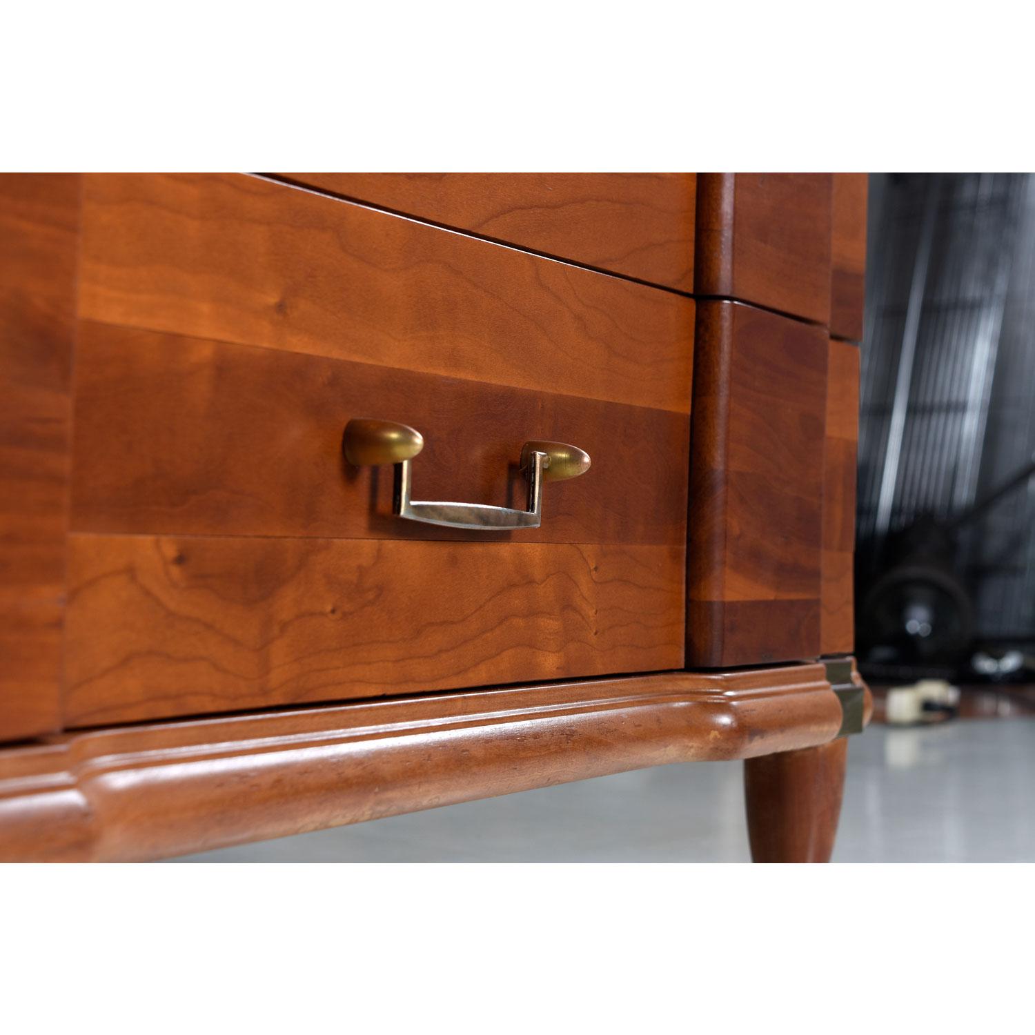 Metal Cherry Bachelors Chest by Hickory MFG with Brass Bullet Shaped Handles