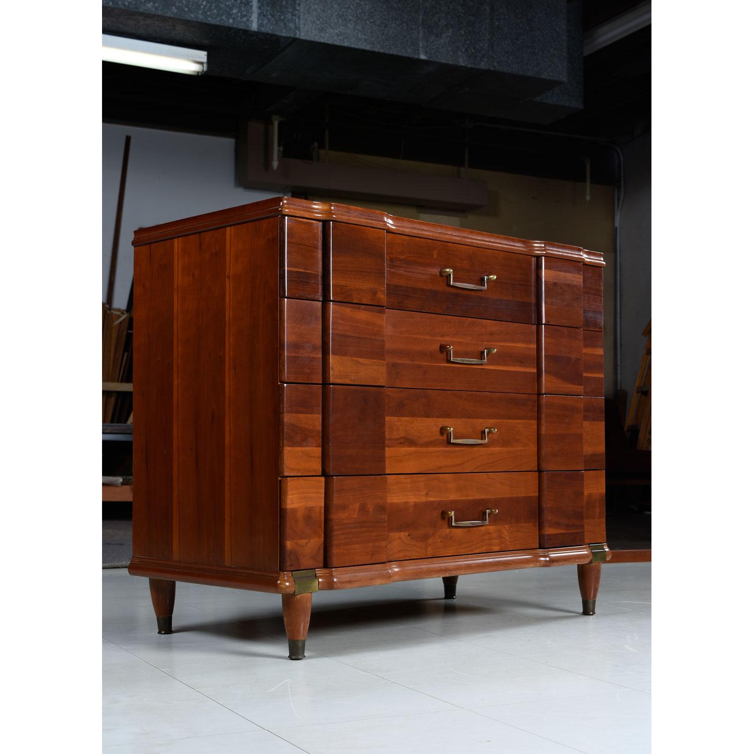 Cherry Bachelors Chest by Hickory MFG with Brass Bullet Shaped Handles 2