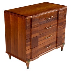 Retro Cherry Bachelors Chest by Hickory MFG with Brass Bullet Shaped Handles