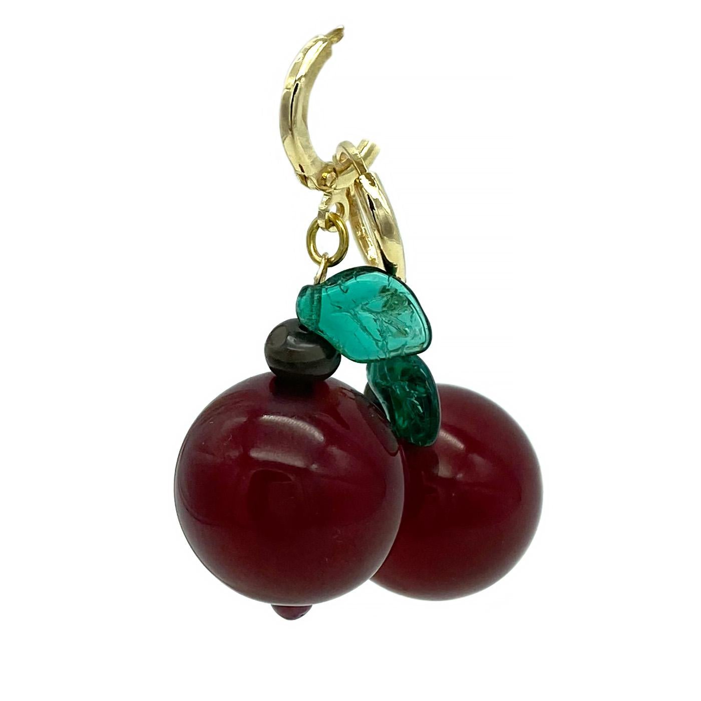 Cherry Bakelite and Gold Filled Dangle Earrings For Sale 2