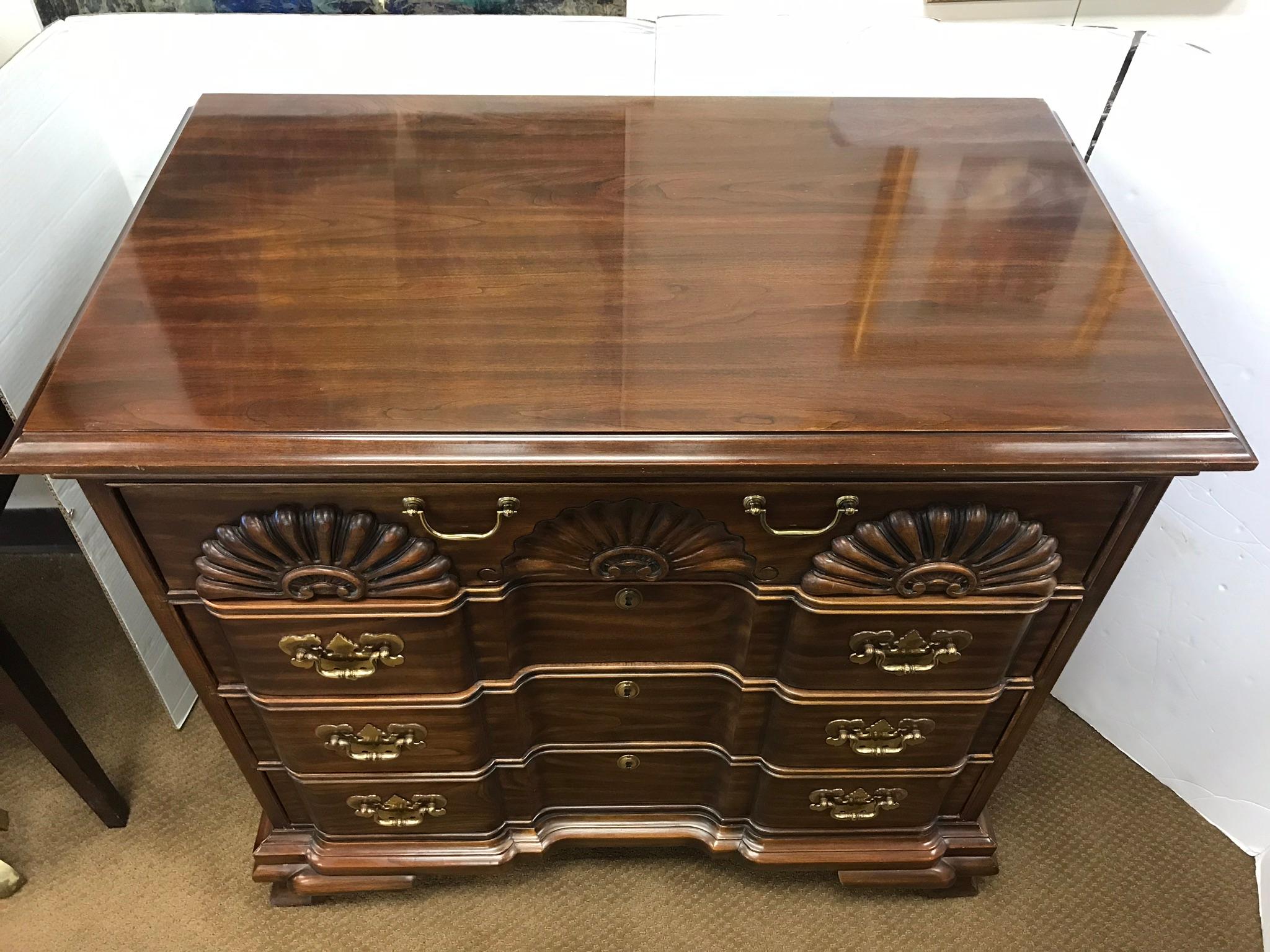 Cherry Block Front Carved Chest of Drawers Dresser Commode 4