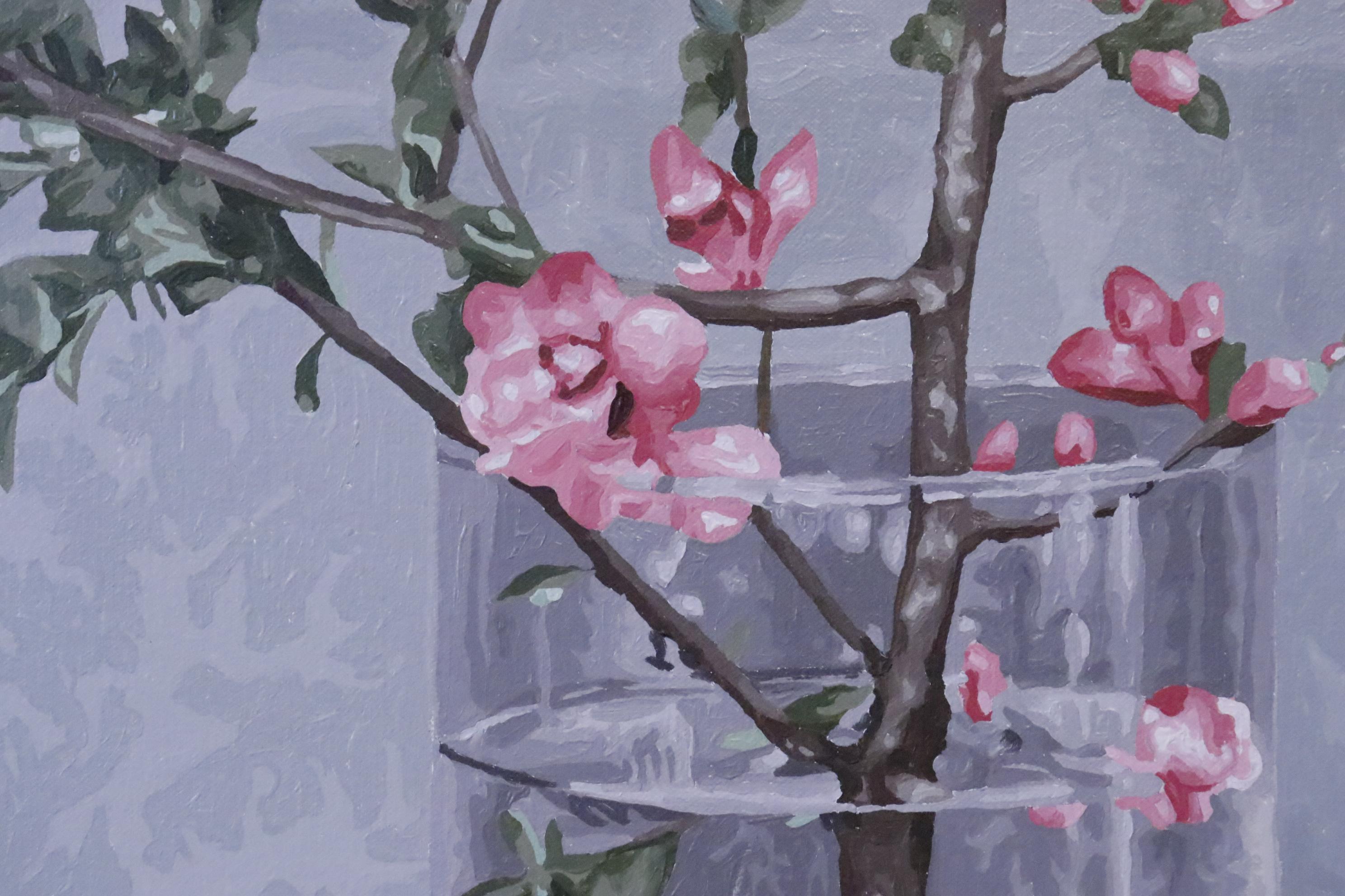 20th Century Cherry Blossom Acrylic on Canvas For Sale