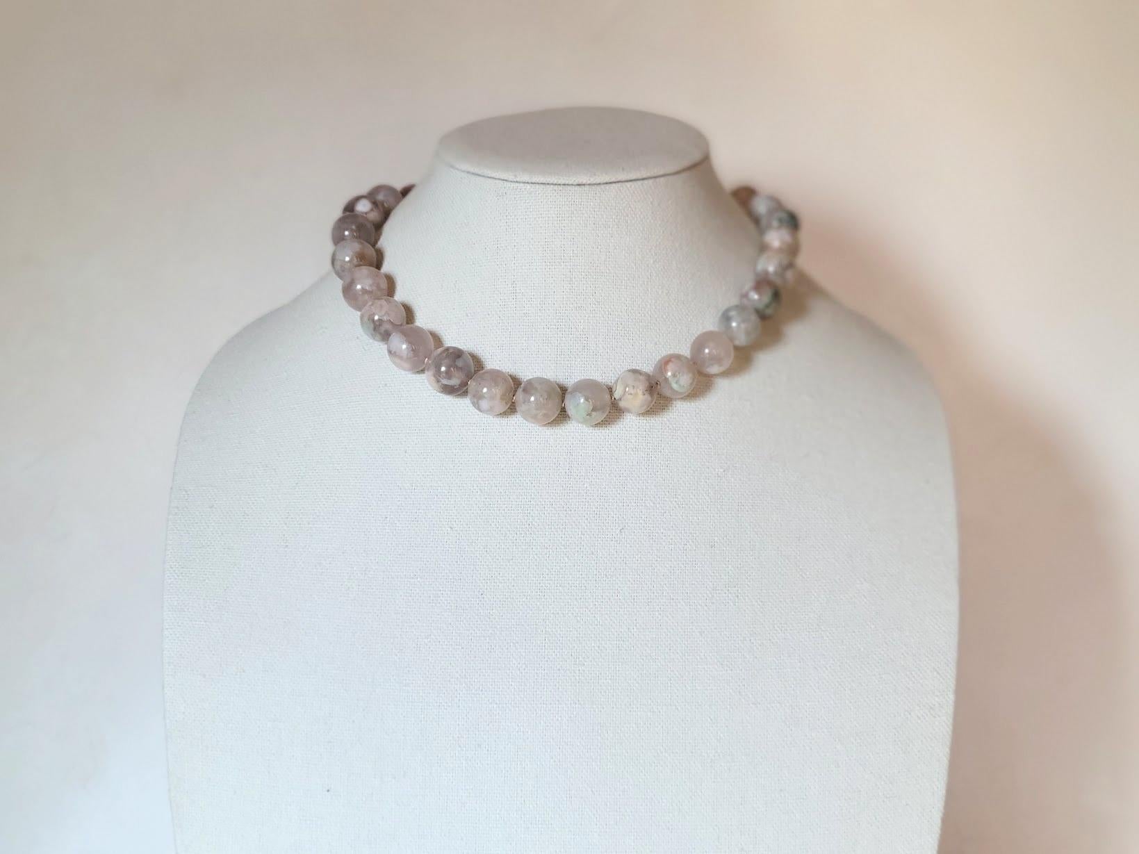 Collana di agata Cherry Blossom In condizioni ottime in vendita a Chesterland, OH