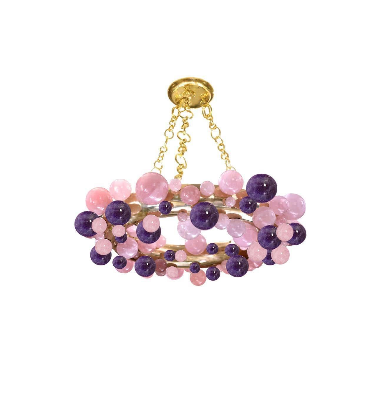 Cherry Blossom Bubble Ring 35 Rock Crystal Chandelier by Phoenix In Excellent Condition For Sale In New York, NY
