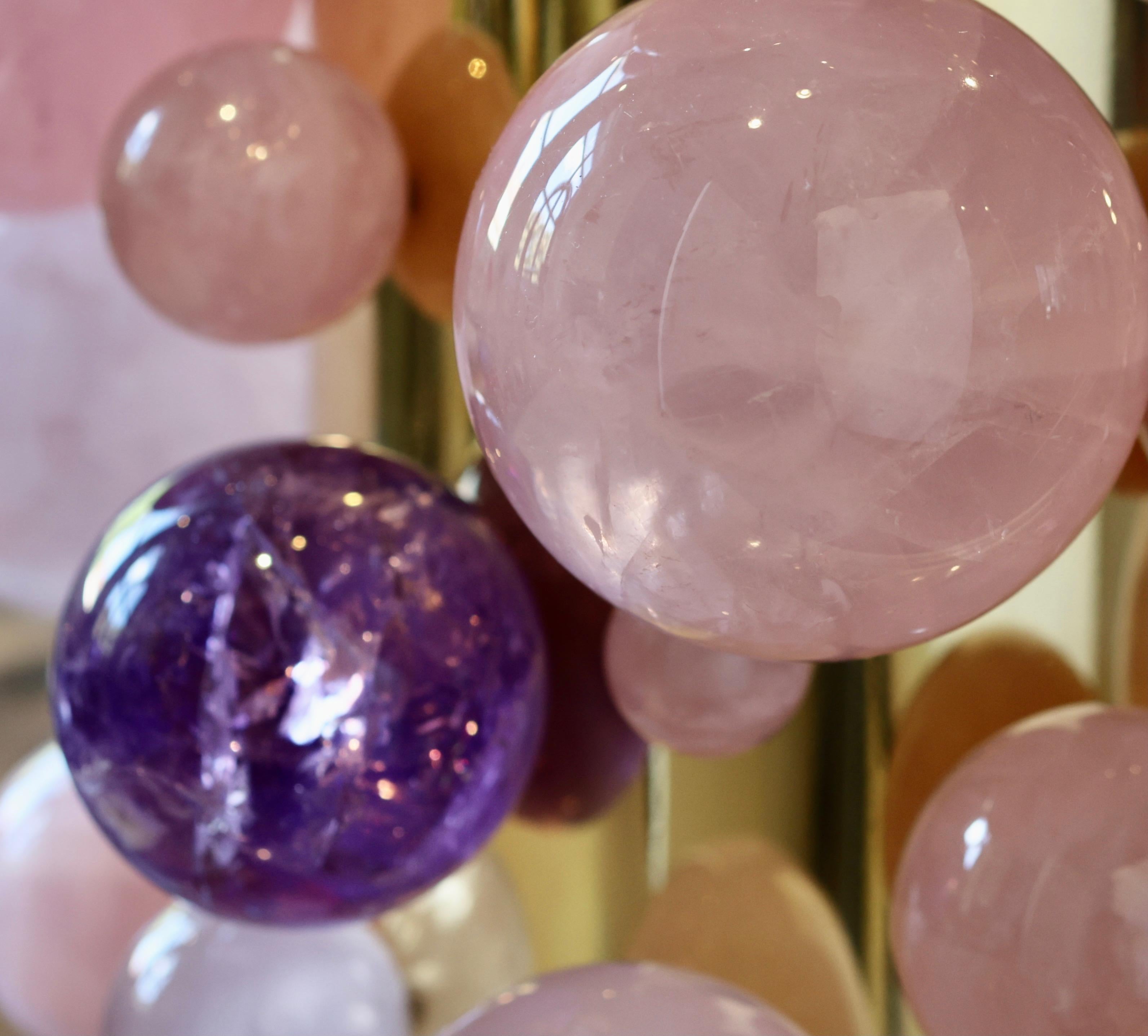 Cristal de roche Lustre à bulles en cristal de roche en forme de fleur de cerisier par Phoenix en vente