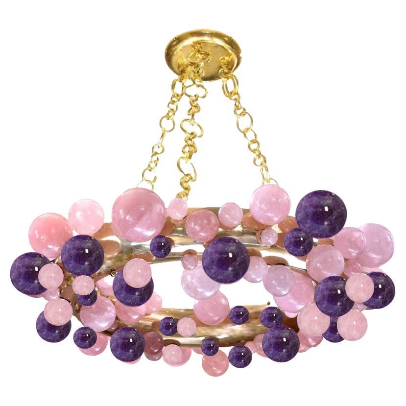 Cherry Blossom Bubble Ring 35 Rock Crystal Chandelier by Phoenix For Sale