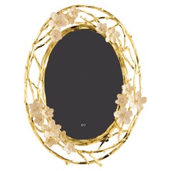 Cherry Blossom Photo Frame, Made from Gilded Metal and Pink Enamel.