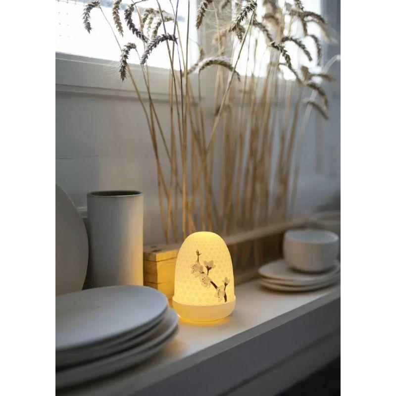 Lithophan-Lampe aus Porzellan aus der Dome Lamp Collection'S. Eine Serie von zarten Kreationen, die die japanische Inspiration der Designs mit dem stimmungsvollen Licht des Lithophans verbinden.

Dieses Stück ist aus weißem, mattem Porzellan