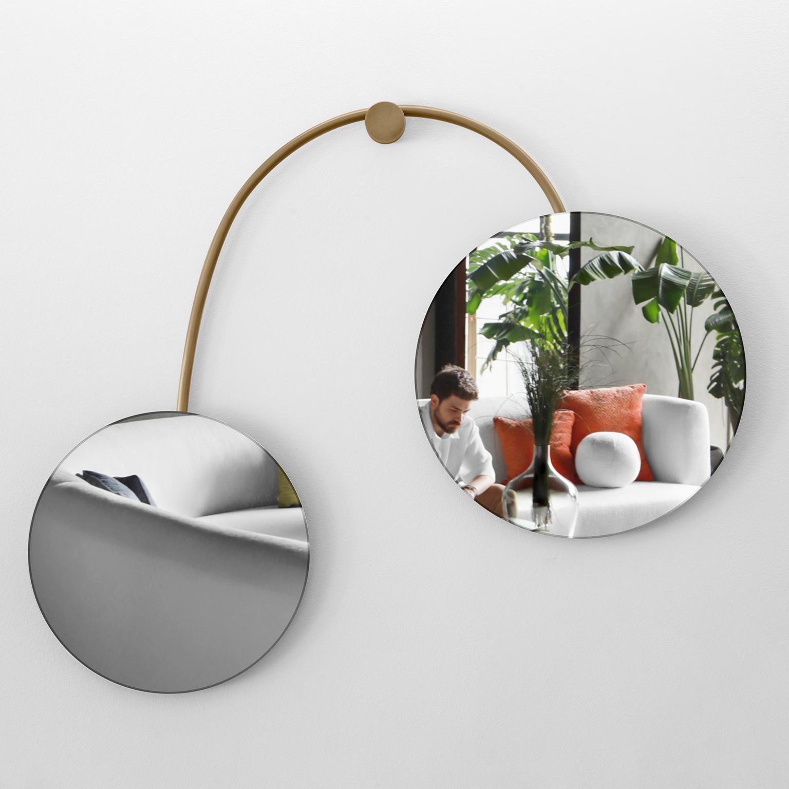 Organic Modern Cherry Brass Mirror For Sale