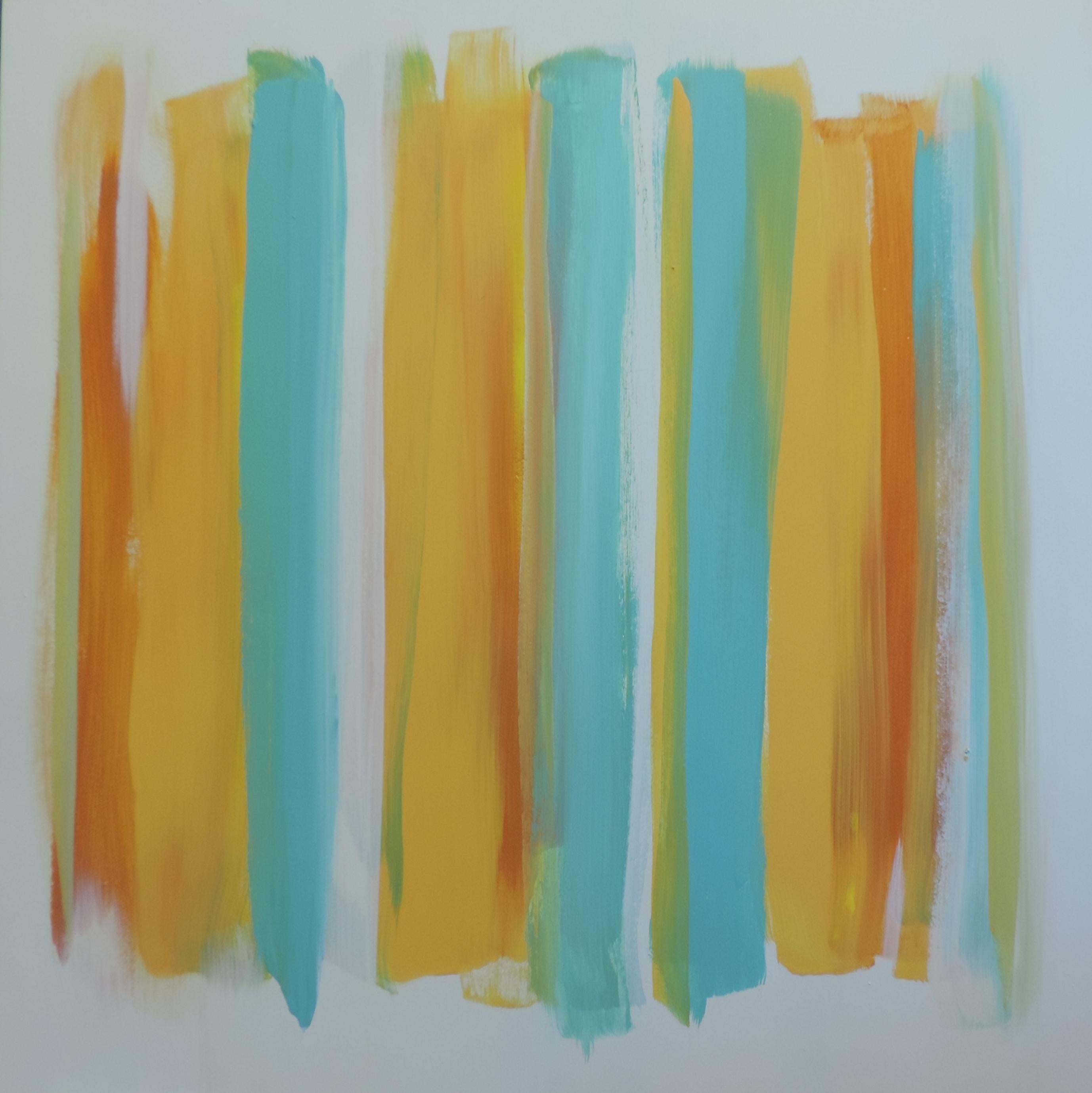 Abstract Painting Cherry Brewer - Sunshine des Caraïbes, peinture, acrylique sur panneau de bois