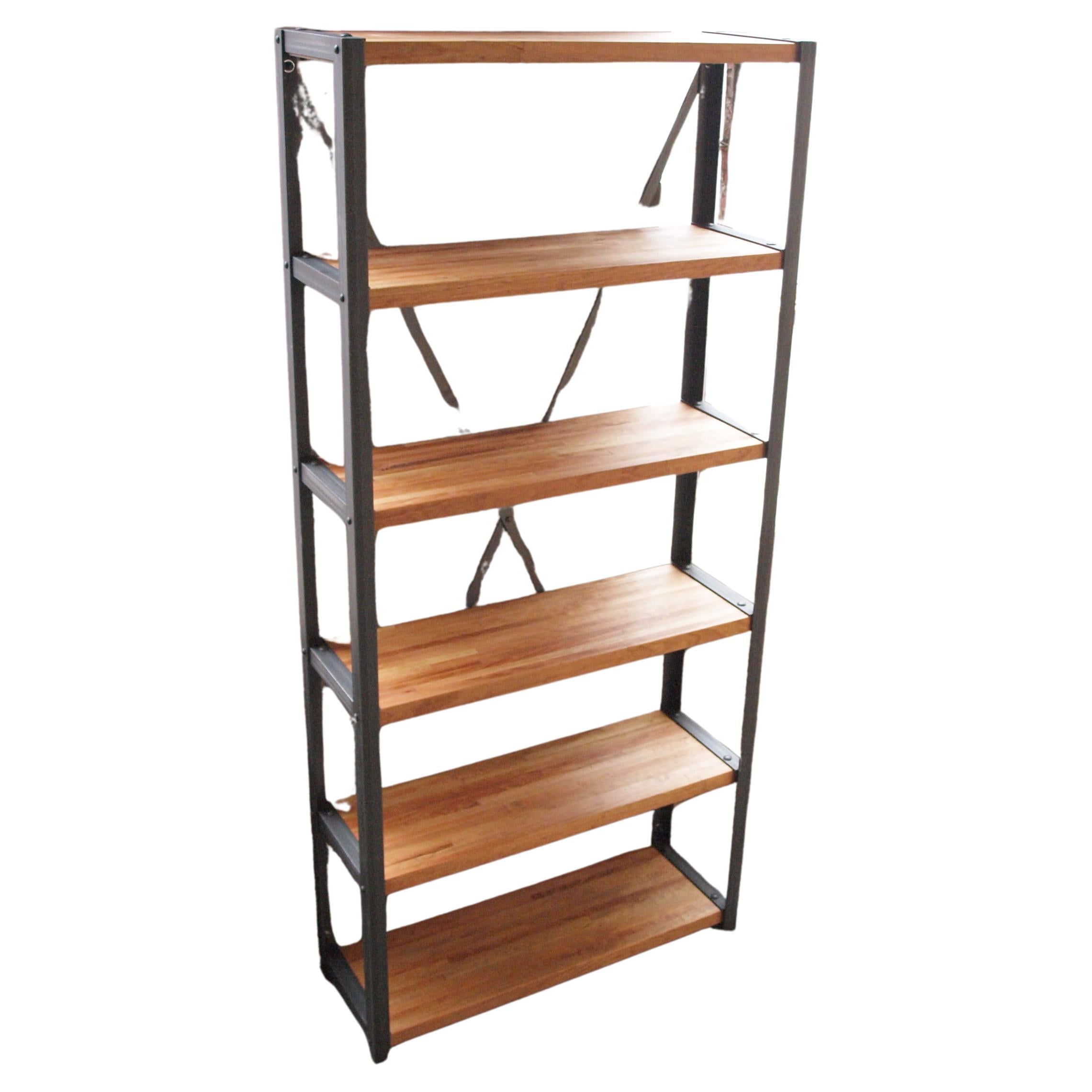 Cherry butcher block Industrial Bookcase