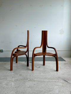 Cherry Side Chair by Fick Patterson, Bentwood with Brass Accents