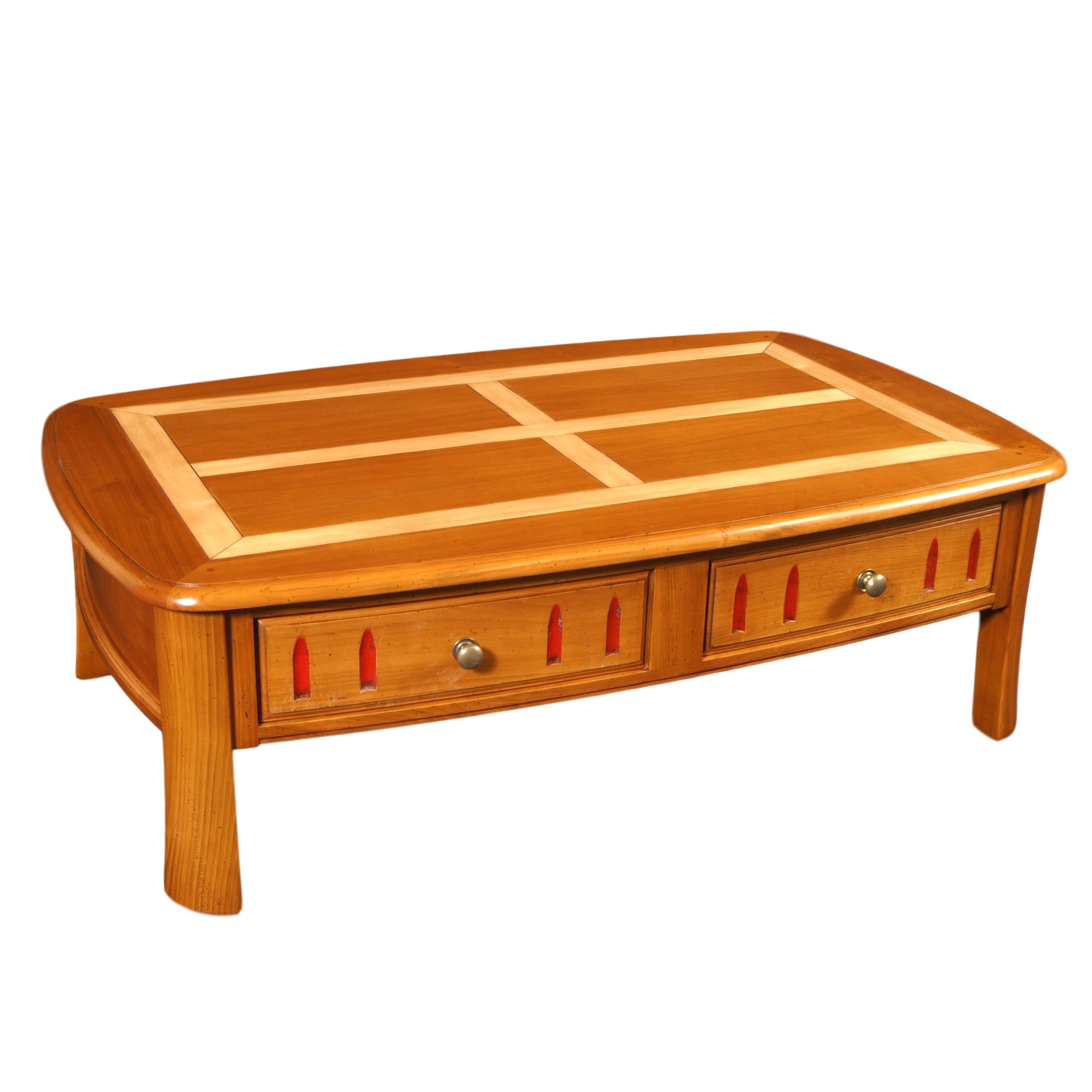 Table basse artisanale en cerisier de style campagnard français Neuf - En vente à Landivy, FR