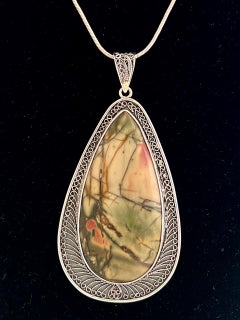 Jaspe Cherry Creek en argent sterling serti en filigrane