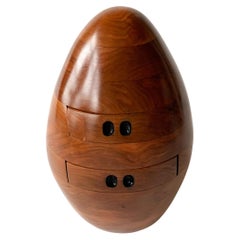 Petit coffre décoratif à plusieurs tiroirs en forme d'œuf de cerisier, sculpture en bois sculptée à la main