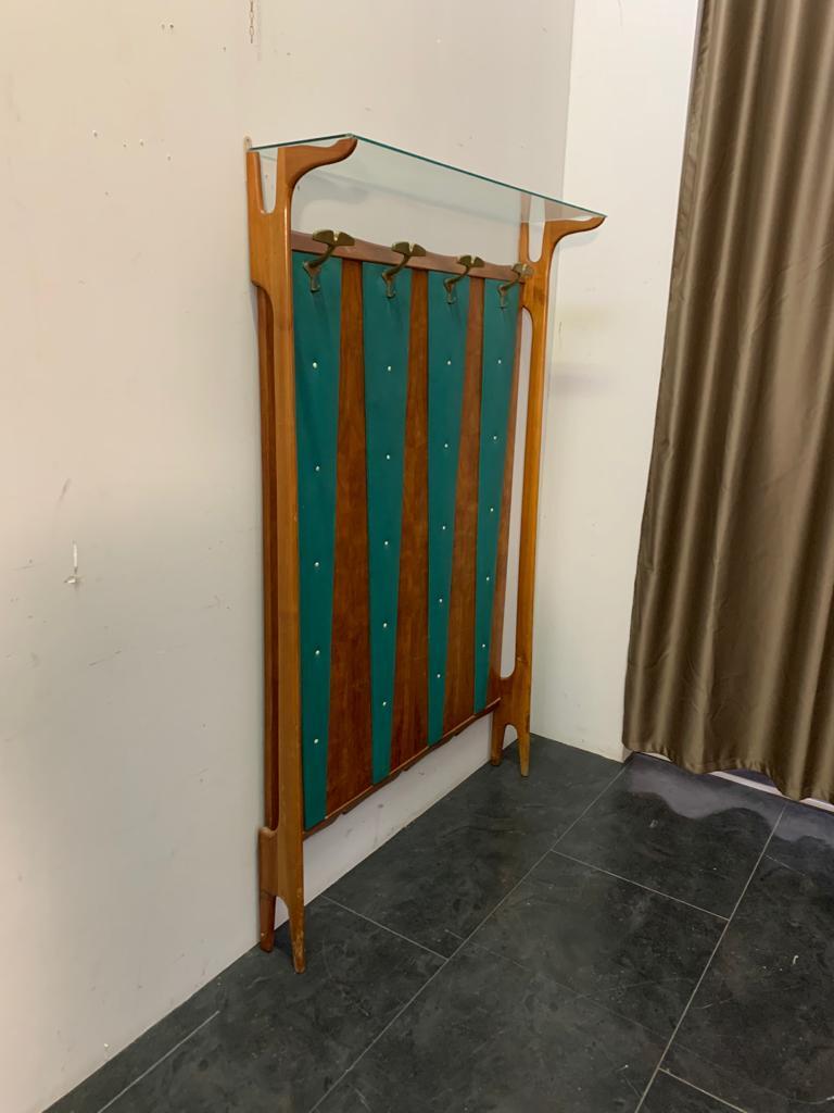 Cherry & Green Leatherette Coat Rack, 1950s In Good Condition For Sale In Montelabbate, PU
