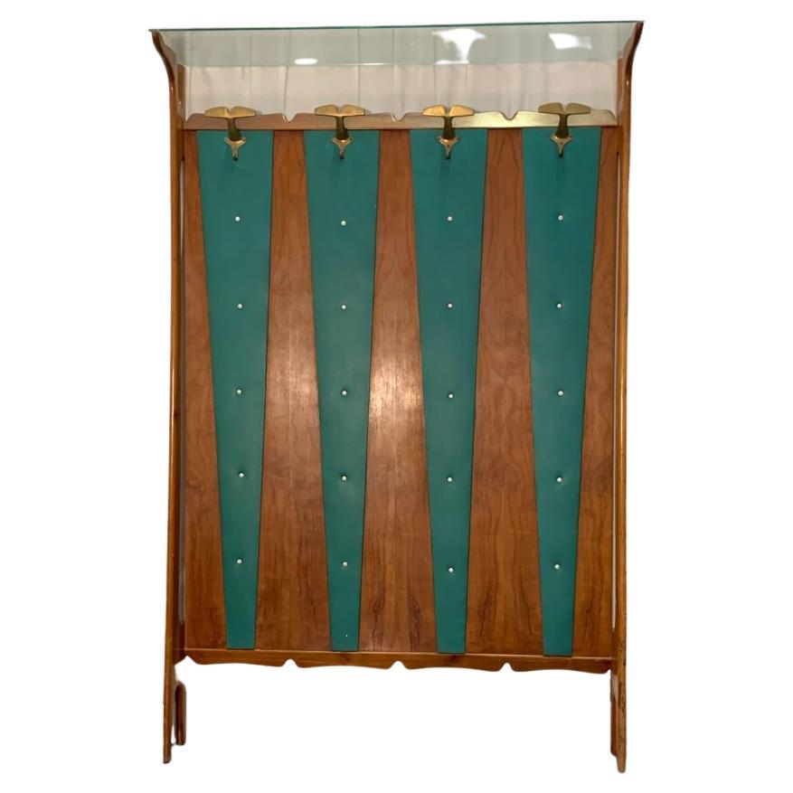 Cherry & Green Leatherette Coat Rack, 1950s For Sale