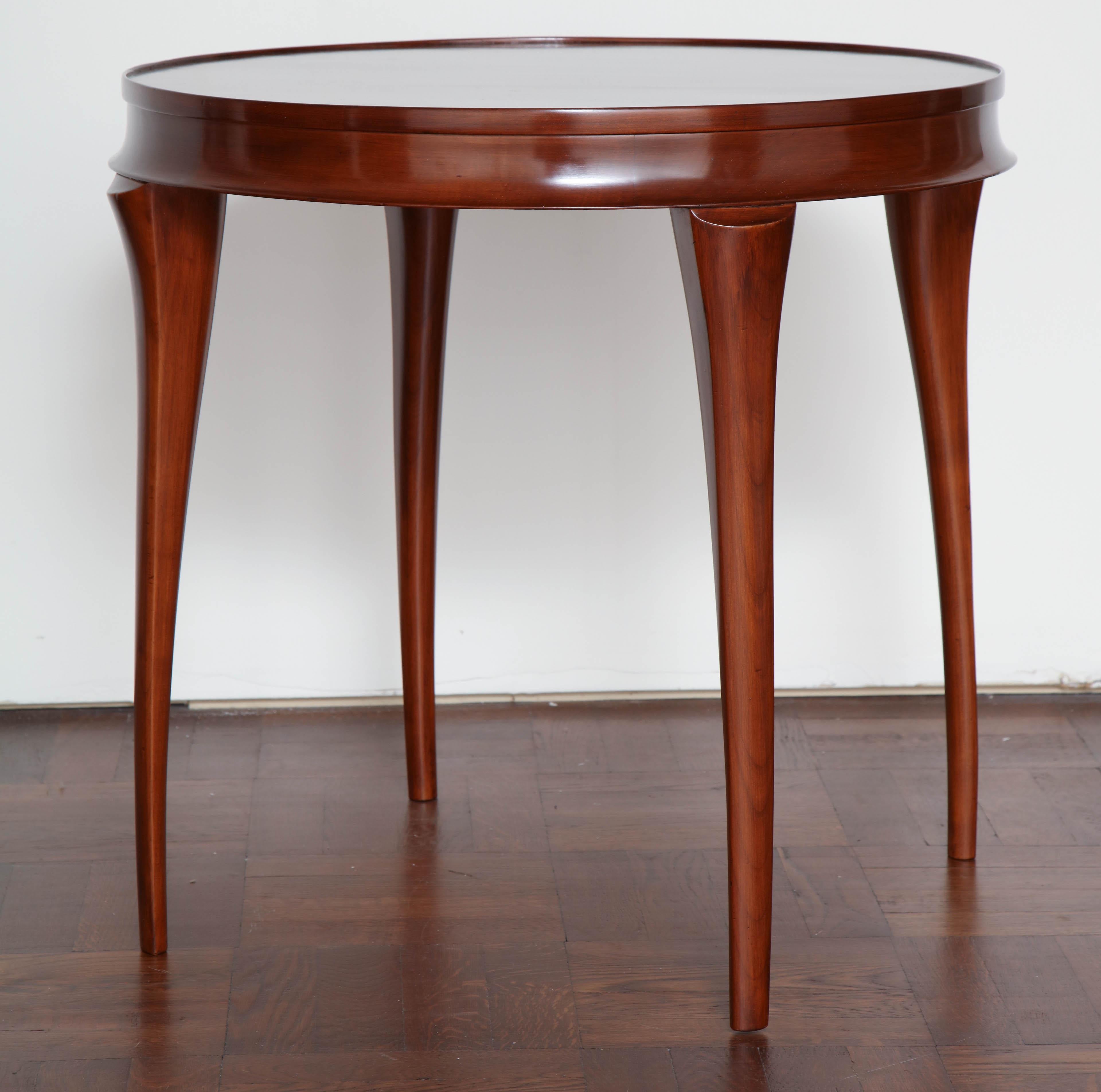 Art Deco Cherry Gueridon with Tapered Legs For Sale