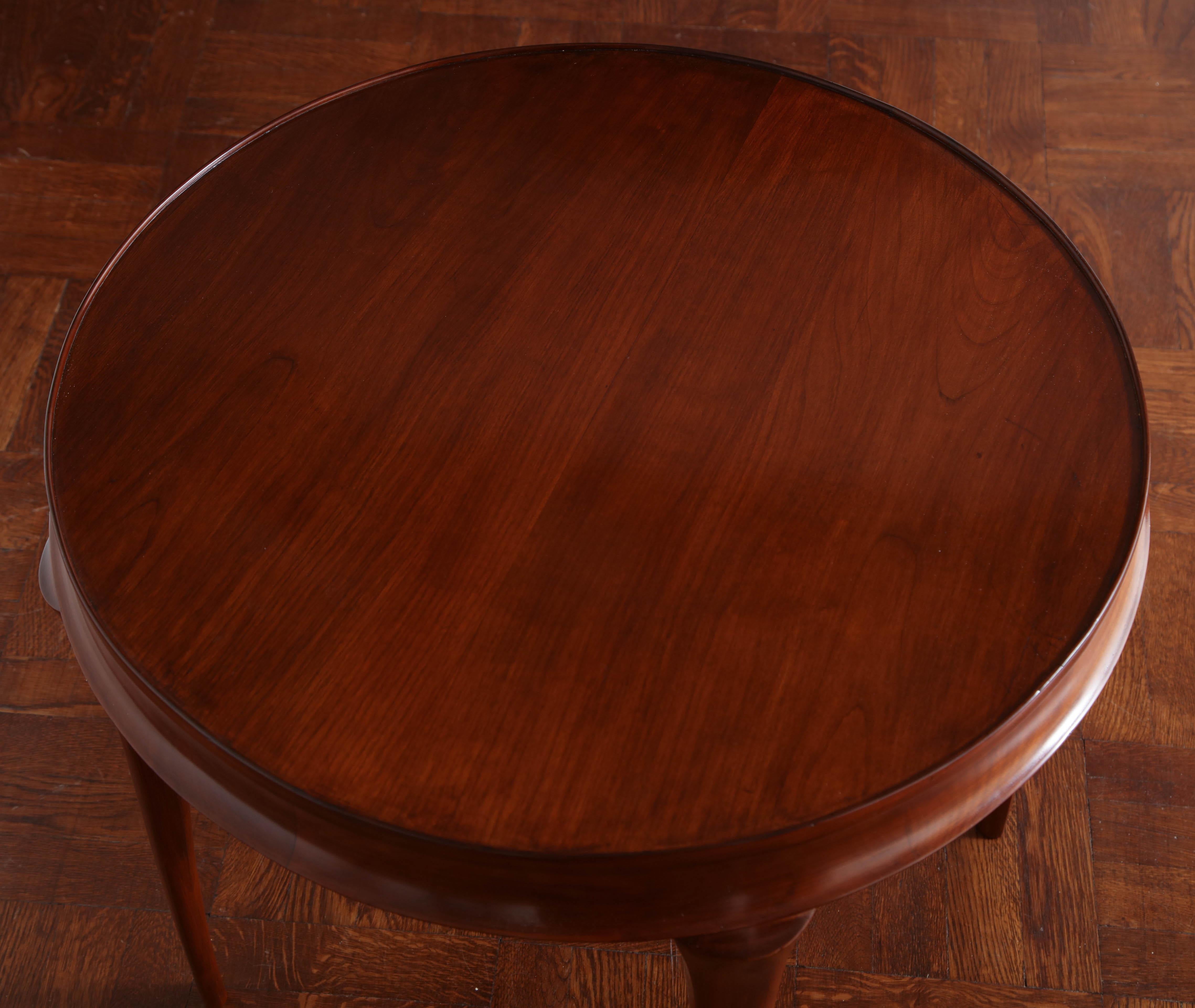 Mid-20th Century Cherry Gueridon with Tapered Legs For Sale