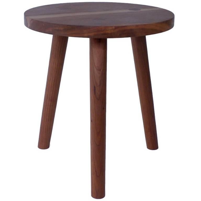 Cherry, Handmade Stool or Side Table with Turned Legs For Sale