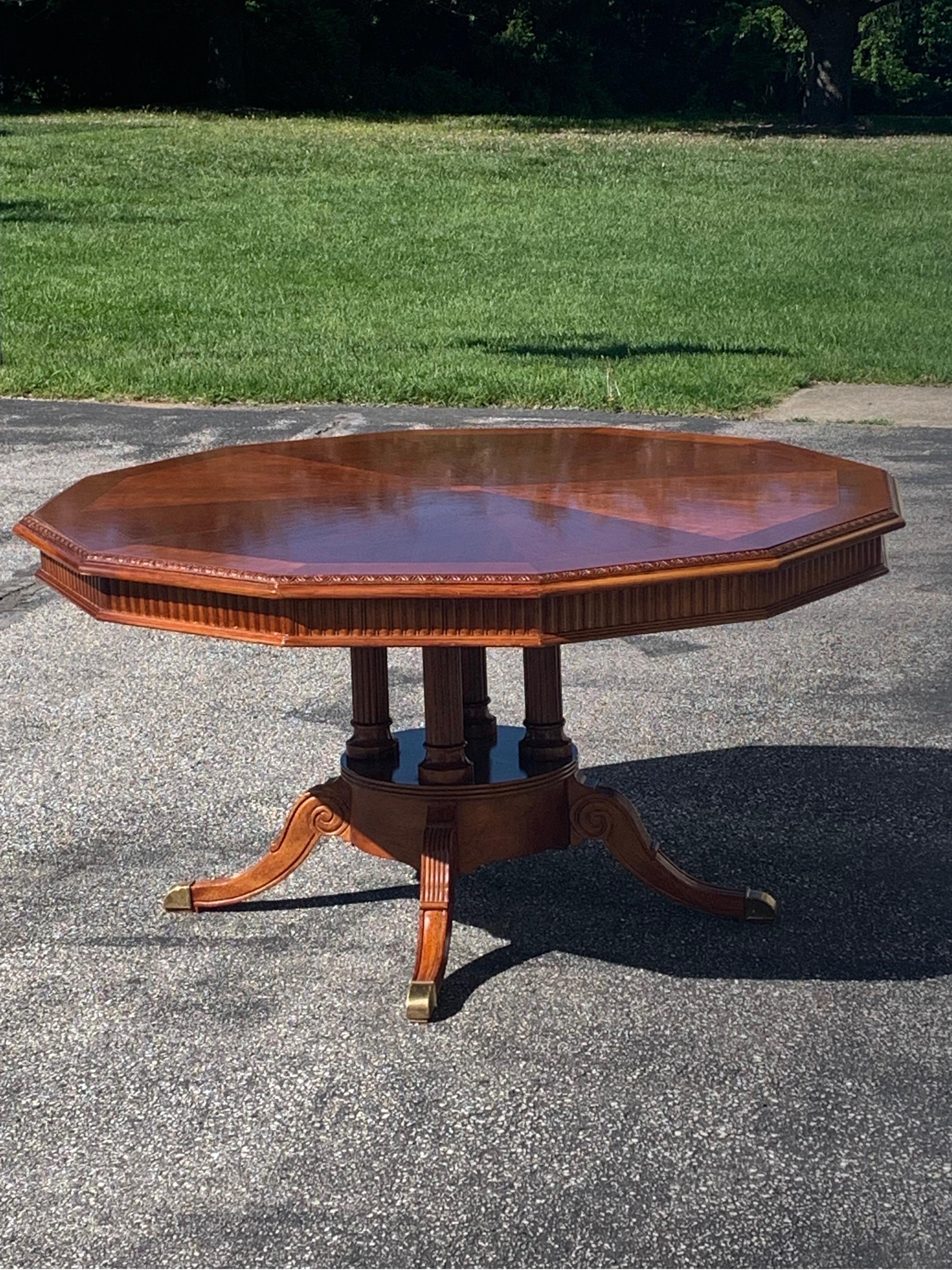 Cherry Inlaid Single Pedestal Dining Table 10