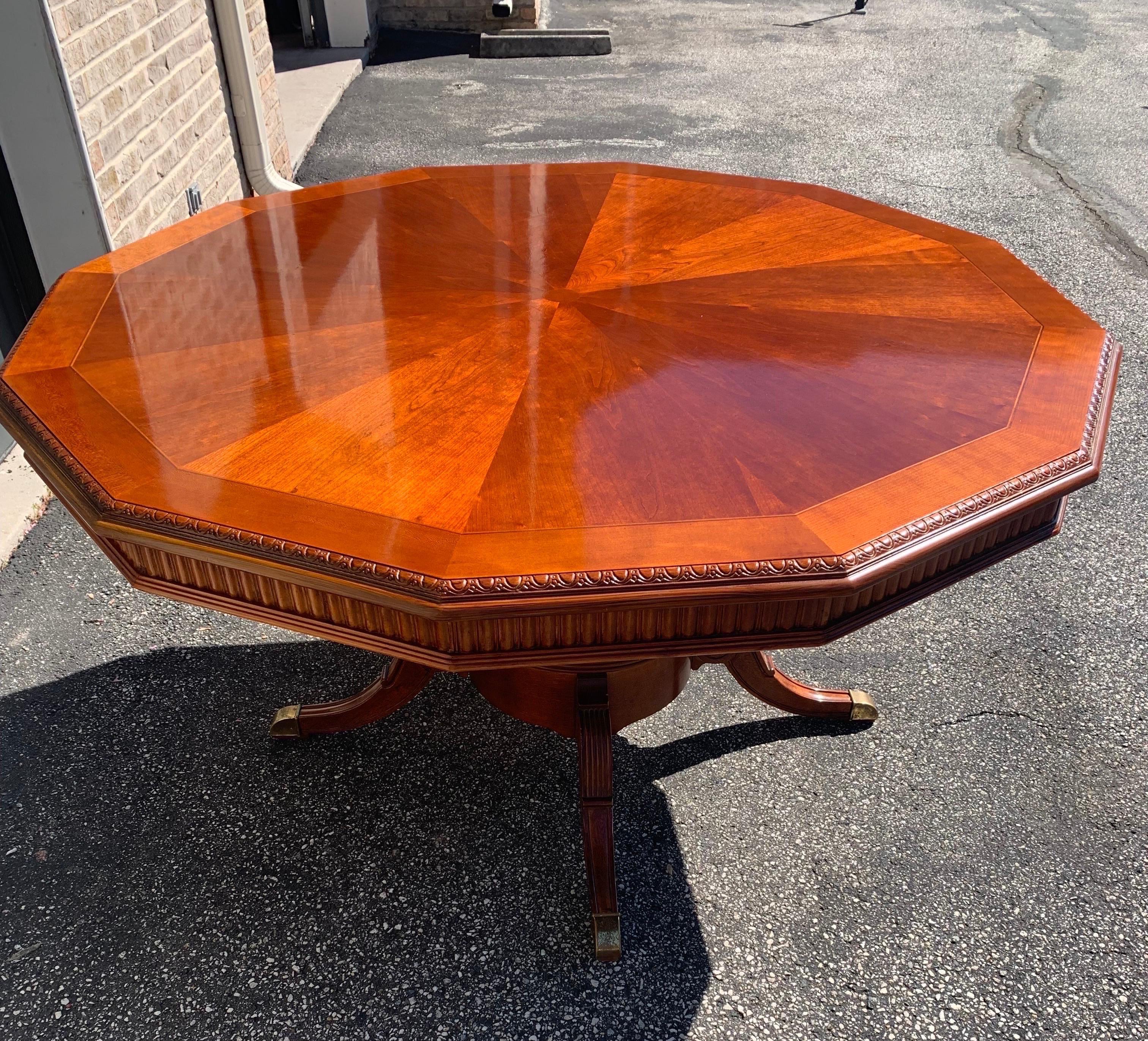 Cherry Inlaid Single Pedestal Dining Table 1