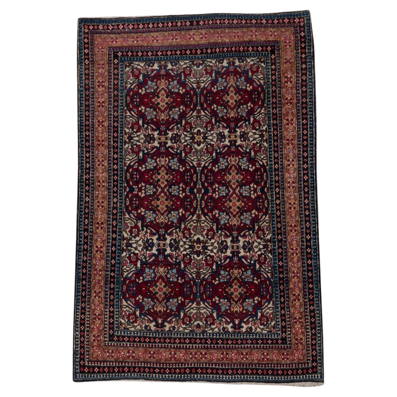 Cherry Iranian Isfahan with Midnight Blue Accents For Sale