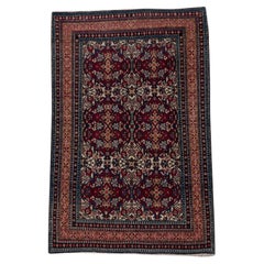 Vintage Cherry Iranian Isfahan with Midnight Blue Accents
