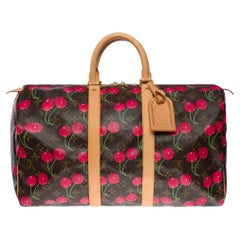 Used "Cherry" Limited edition Louis Vuitton keepall 45 Travel bag by Takashi Murakami