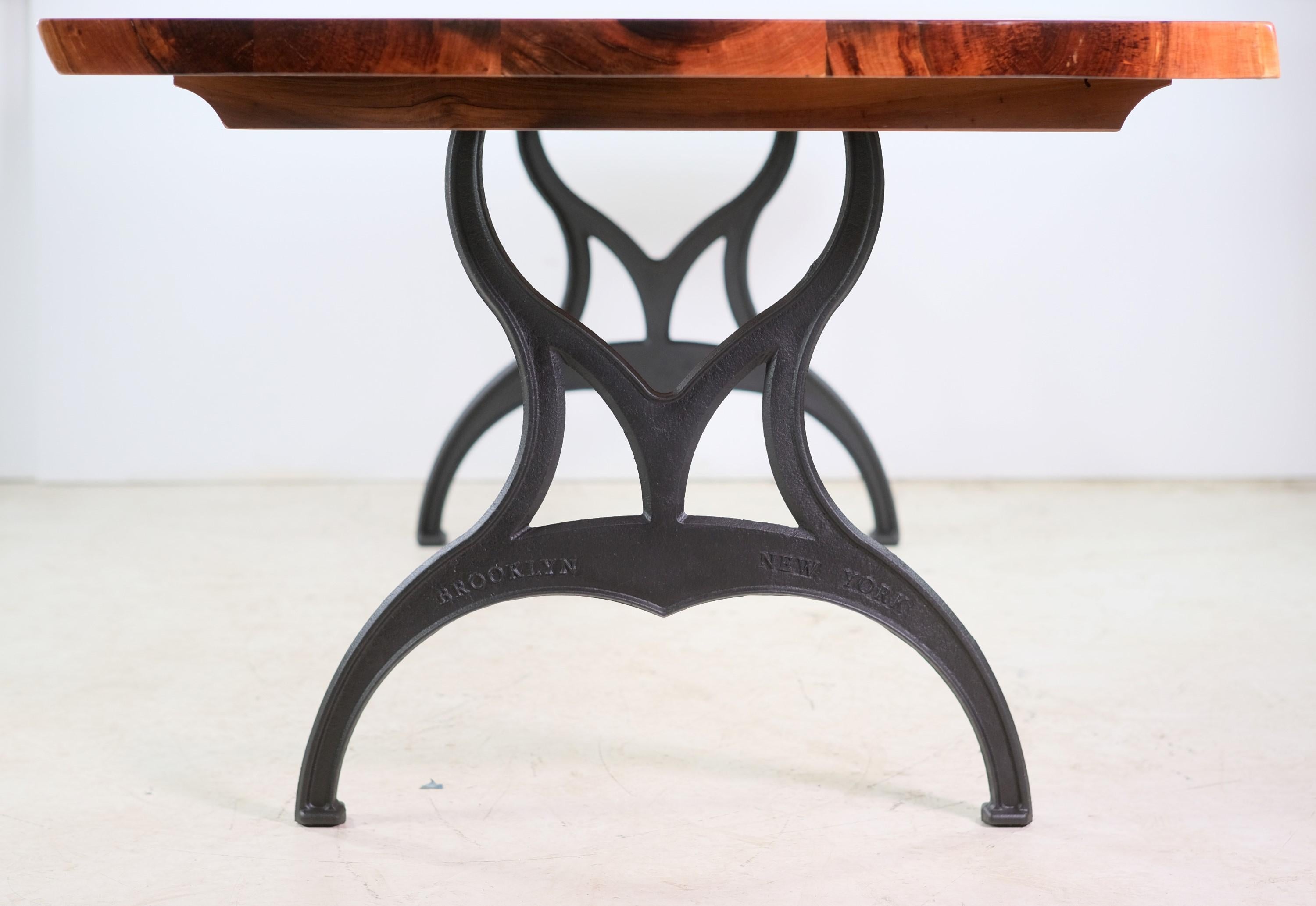 Solid Cherry Live Edge Dining Table Industrial Iron Brooklyn, NY Legs For Sale 2