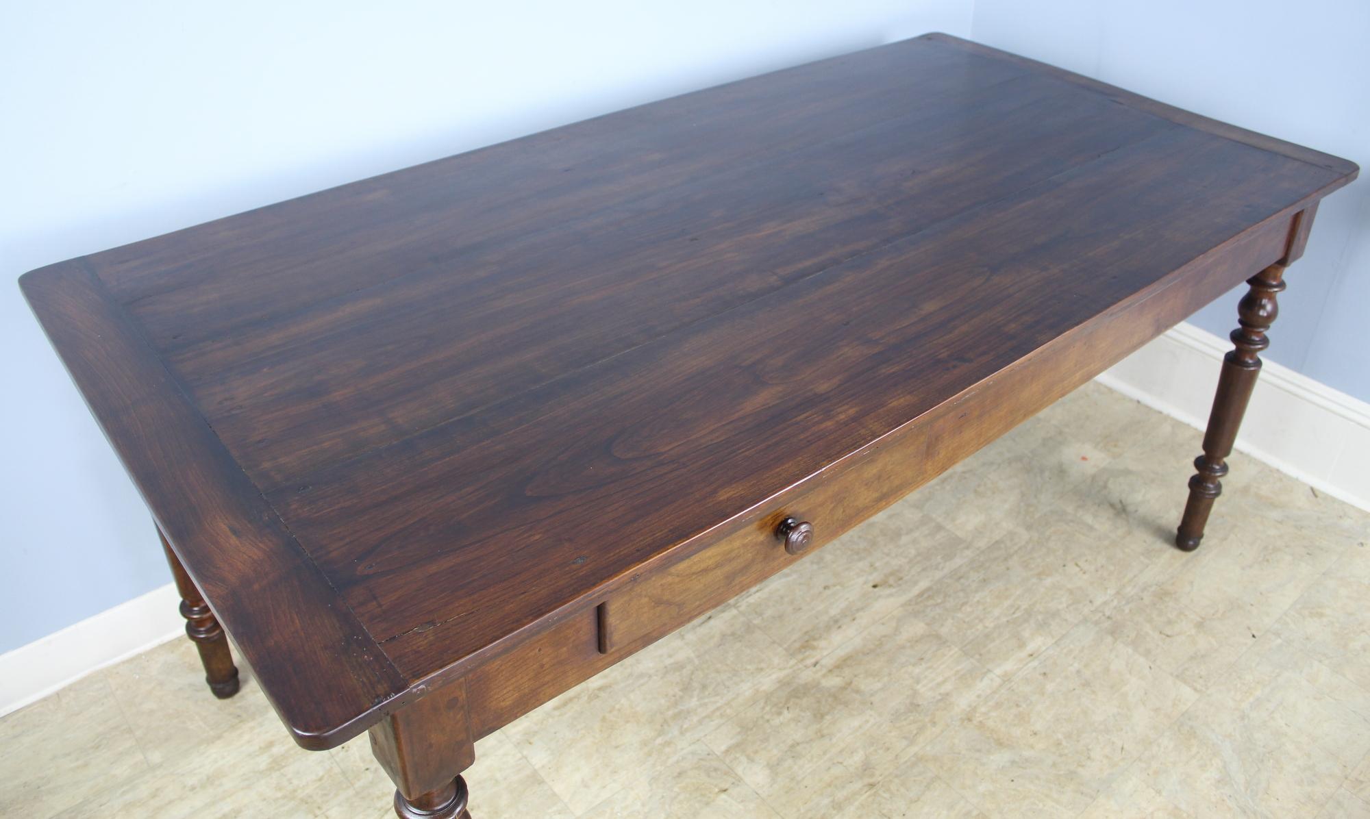 19th Century Cherry Louis Philippe Turned Leg Dining Table with Breadslide
