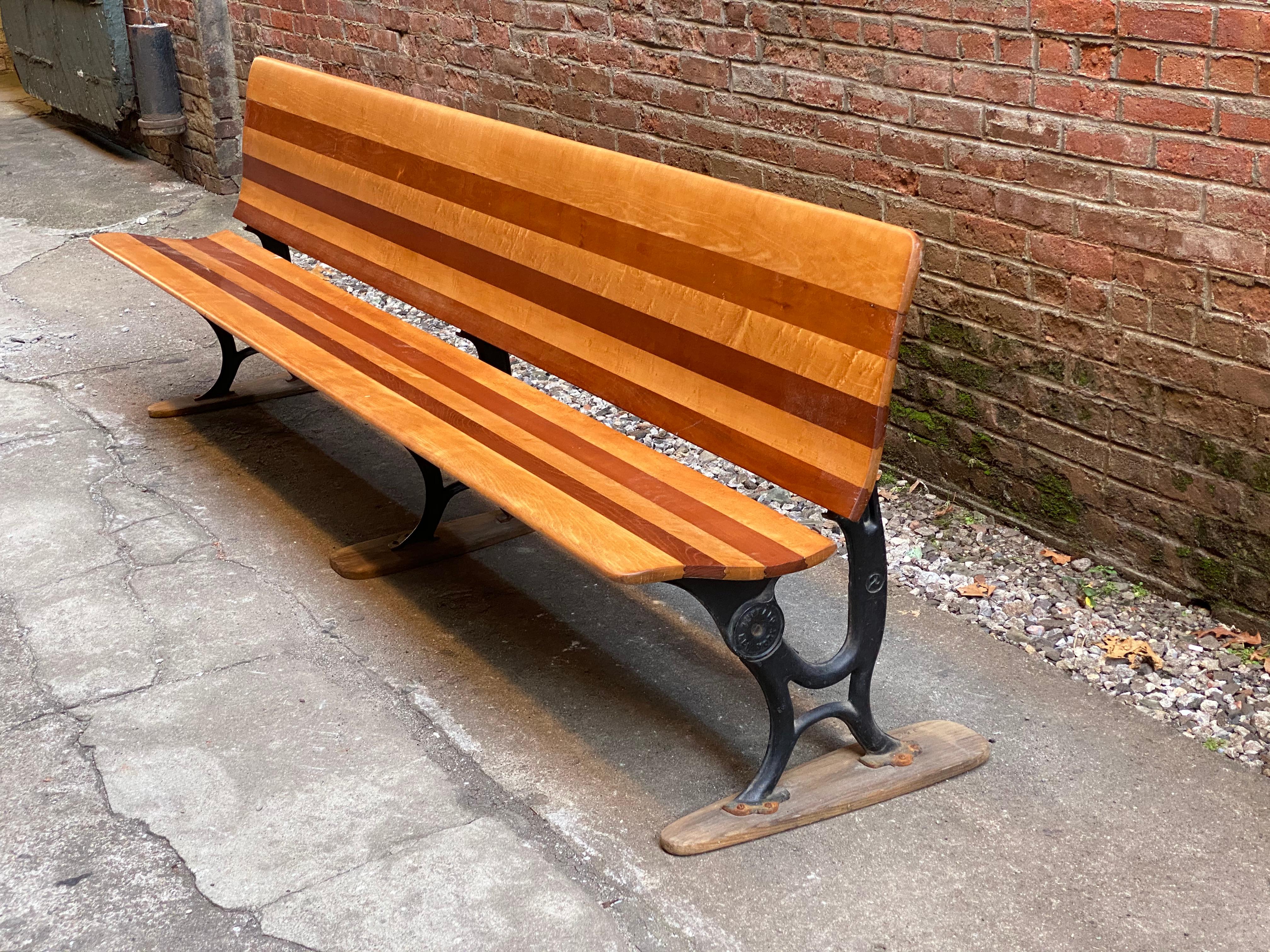 Industrial Cherry, Maple and Iron Depot Bench
