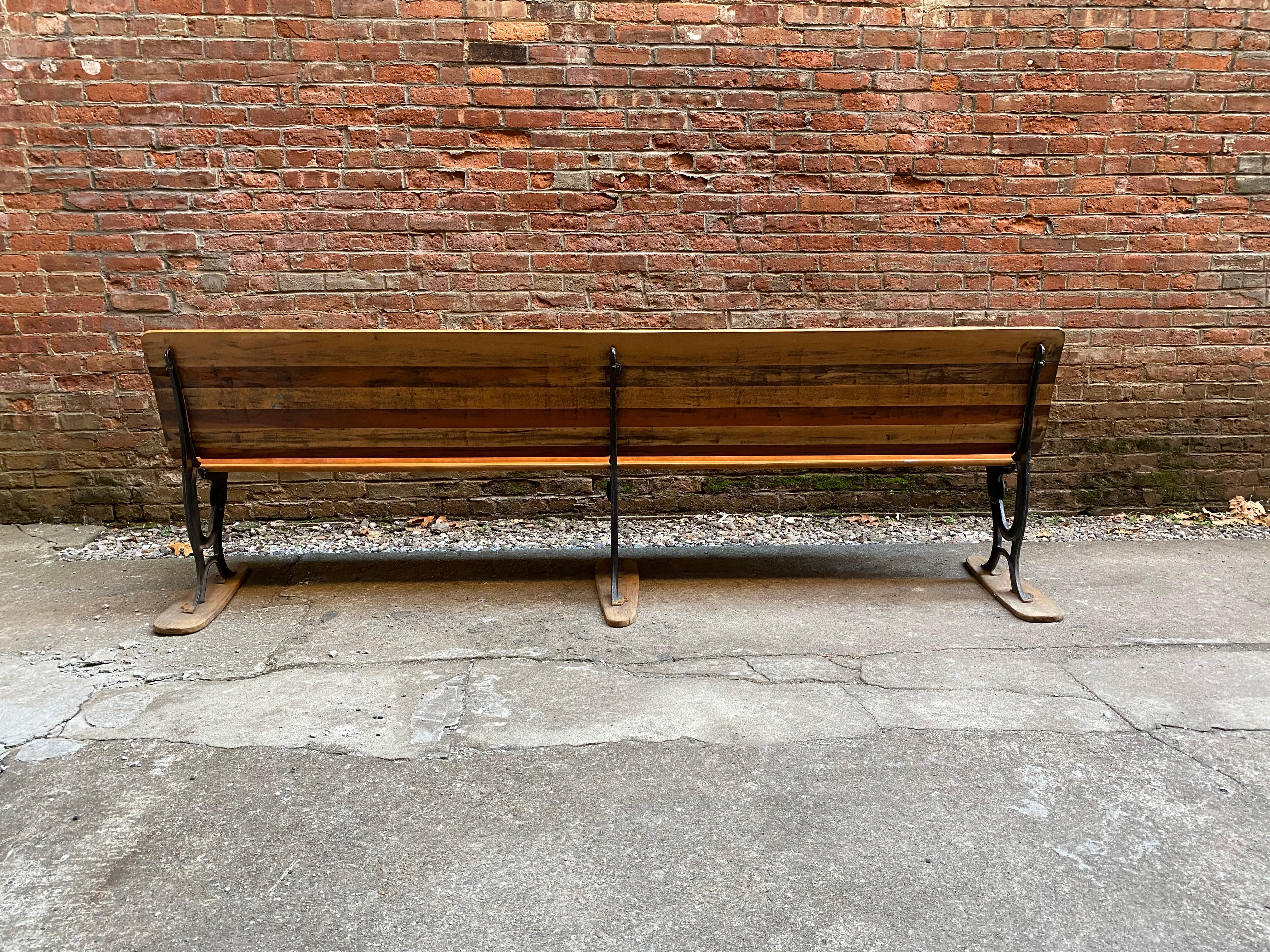 Cherry, Maple and Iron Depot Bench In Good Condition In Garnerville, NY
