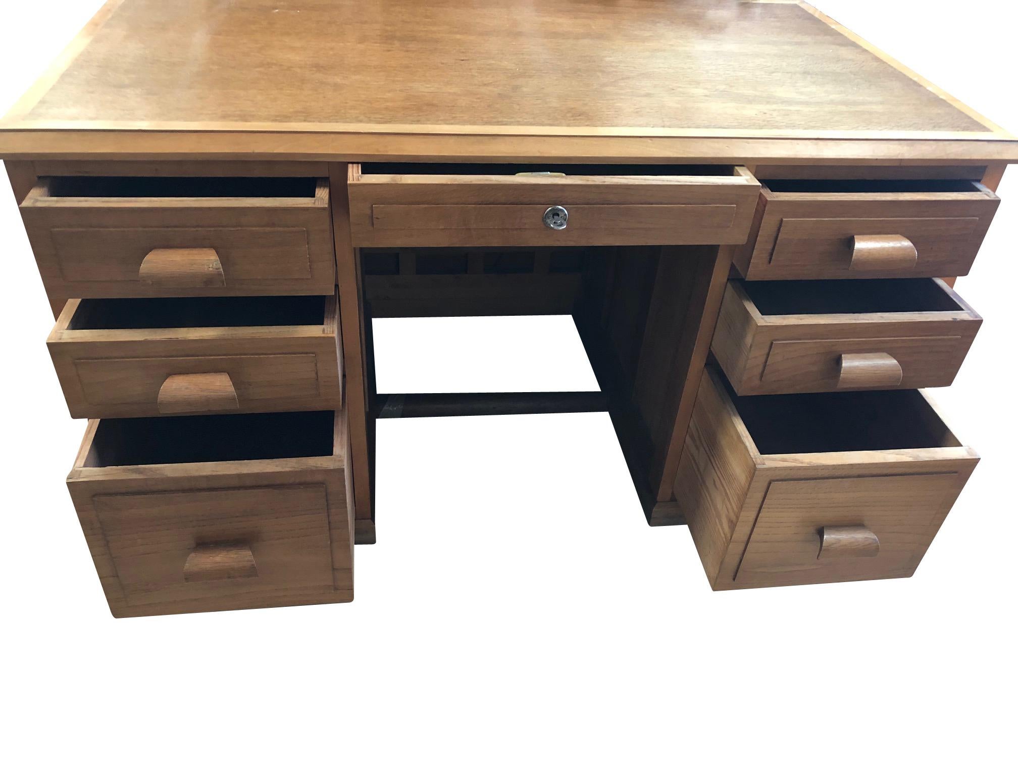 Mid-20th Century Cherry, Maple Oak Panel and Cube Desk, France, 1940s