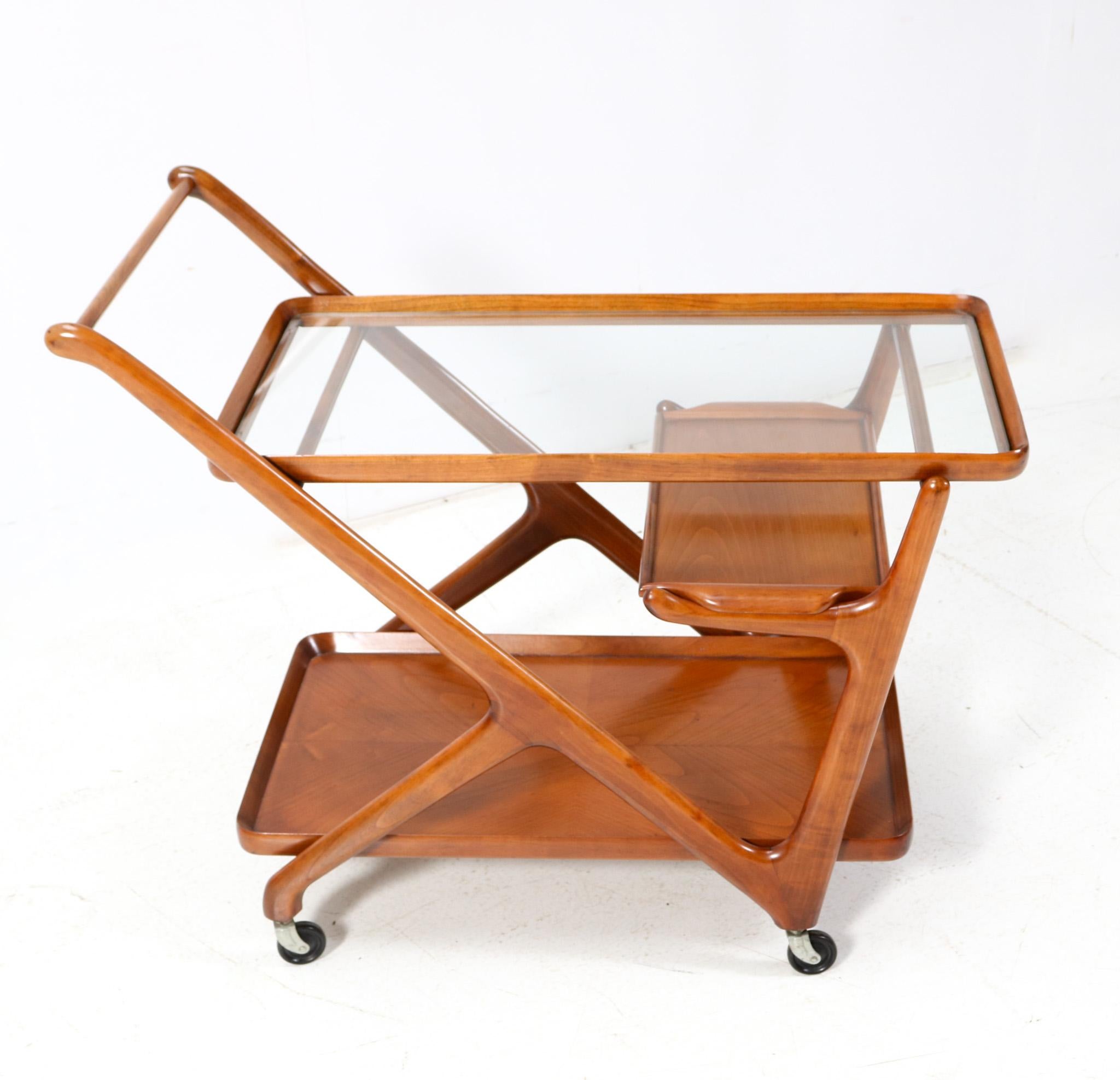 Glass Cherry Mid-Century Modern Trolley or Bar Cart by Cesare Lacca for Cassina, 1950s