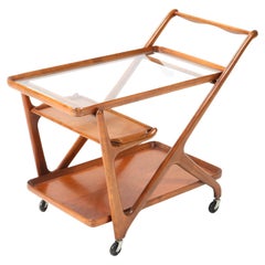 Cherry Mid-Century Modern Trolley or Bar Cart by Cesare Lacca for Cassina, 1950s