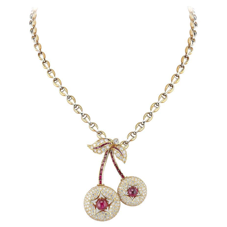 Cherry Pendant Necklace For Sale