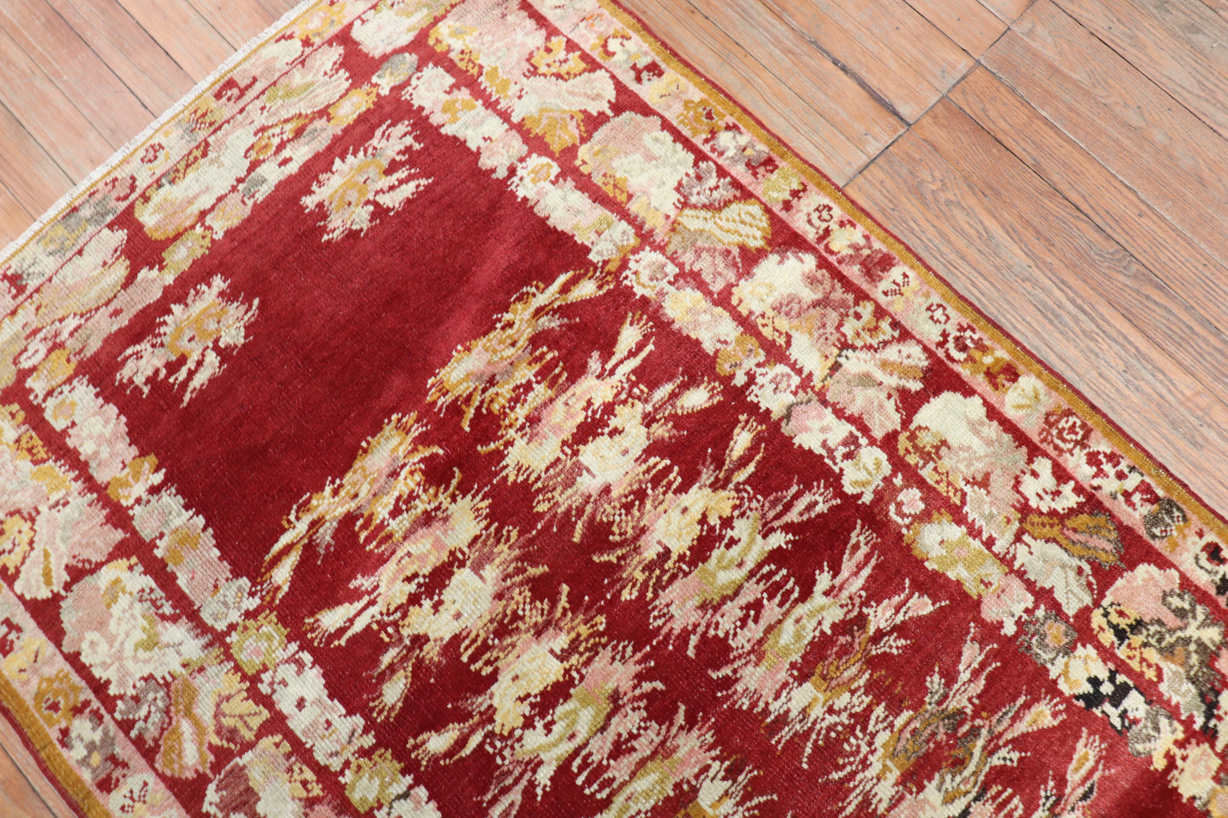 Agra Cherry Red Antique Turkish Melas Rug, Early 20th Century For Sale