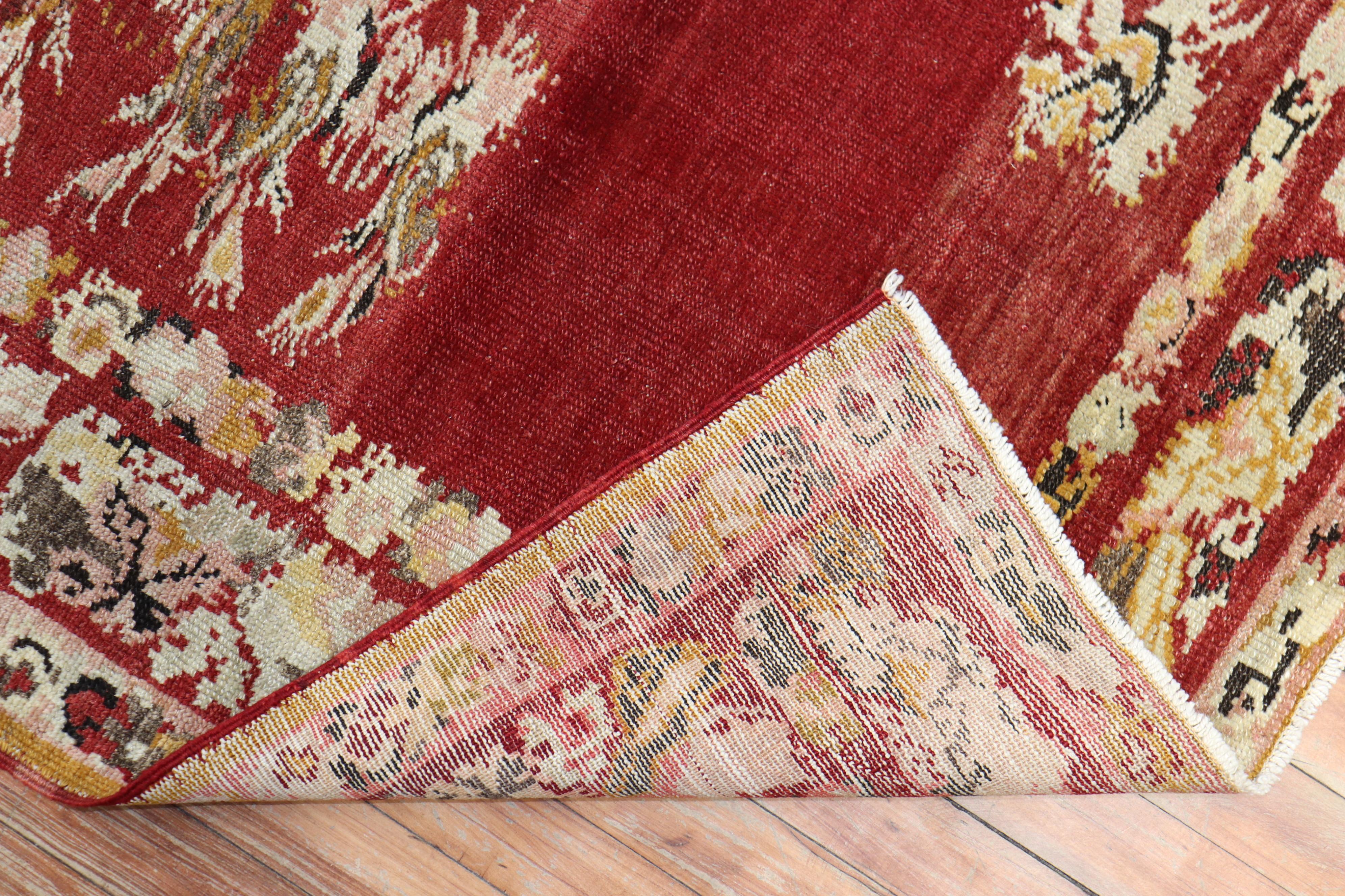 Cherry Red Antique Turkish Melas Rug, Early 20th Century In Good Condition For Sale In New York, NY