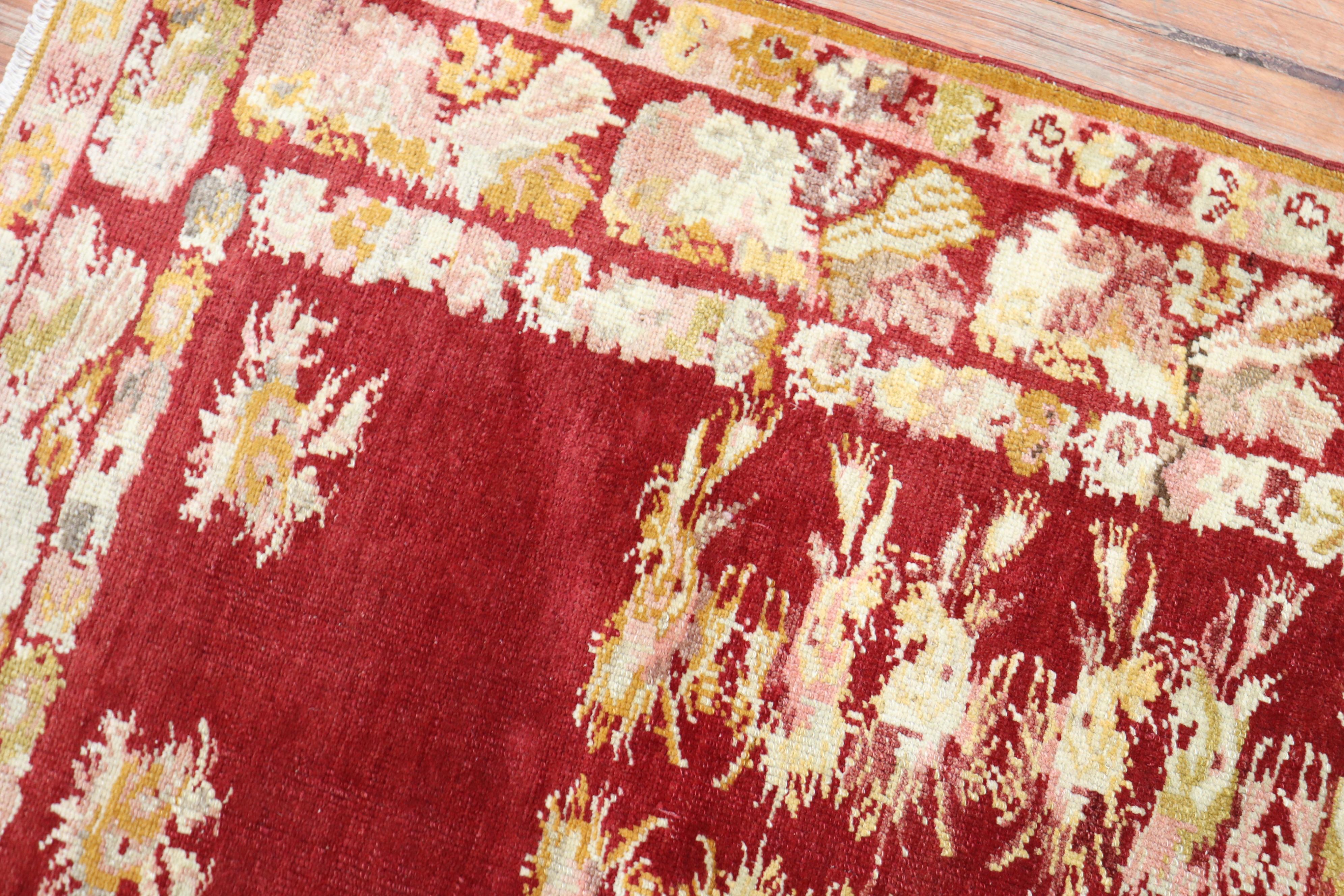 Cherry Red Antique Turkish Melas Rug, Early 20th Century For Sale 1